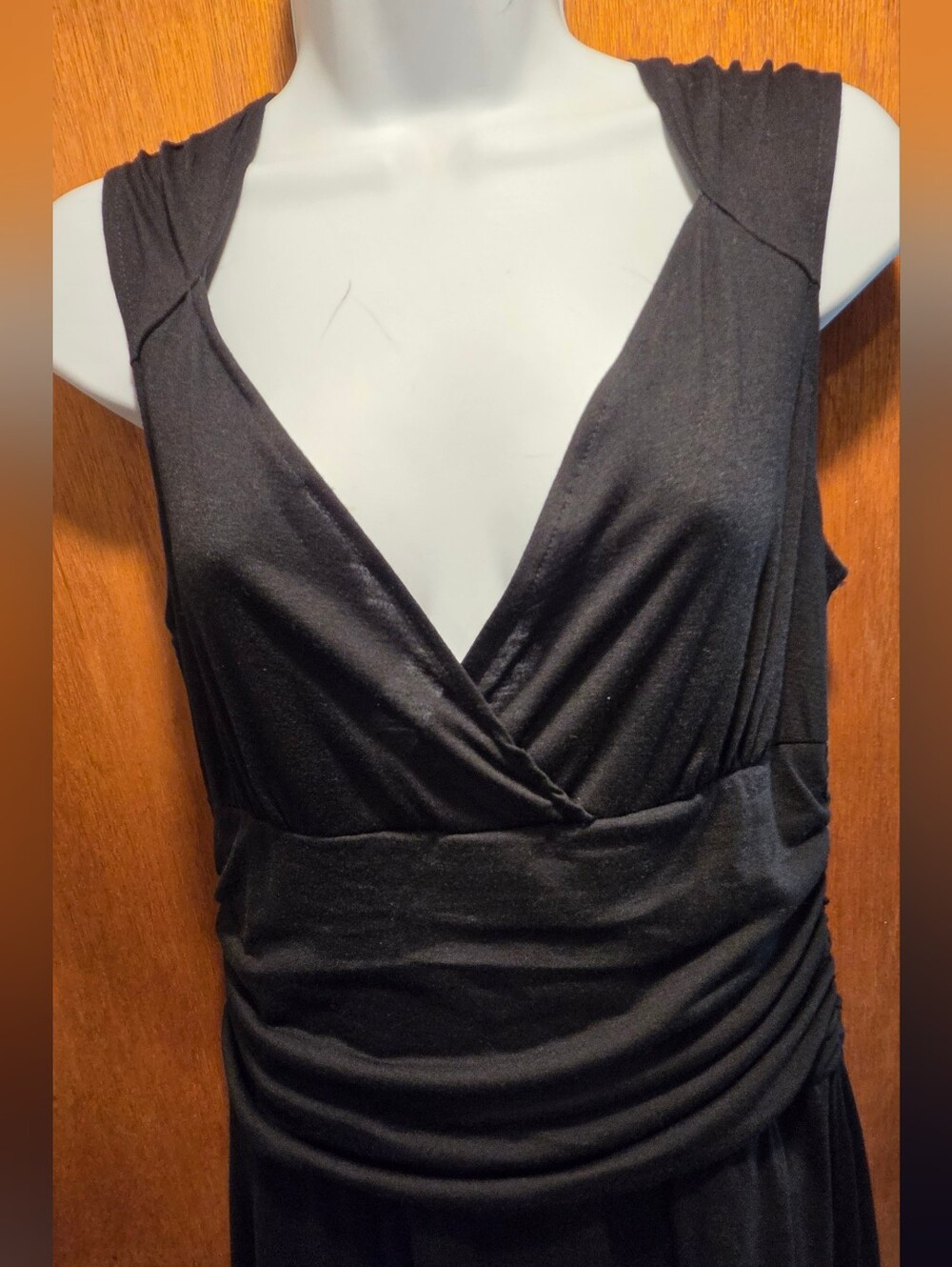 Yummy Tummy Black Sleeveless Shapewear Midi Dress with Surplice Neckline SzM - Picture 5 of 9